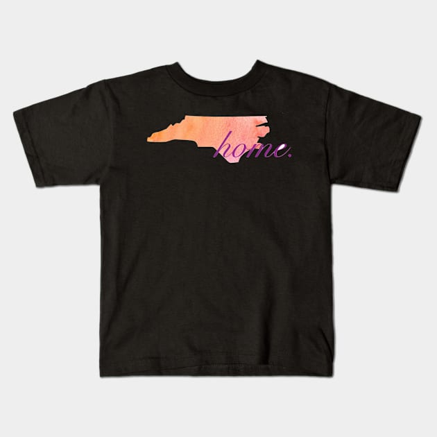 North Carolina Home Watercolor Pink Orange Kids T-Shirt by jrepkin